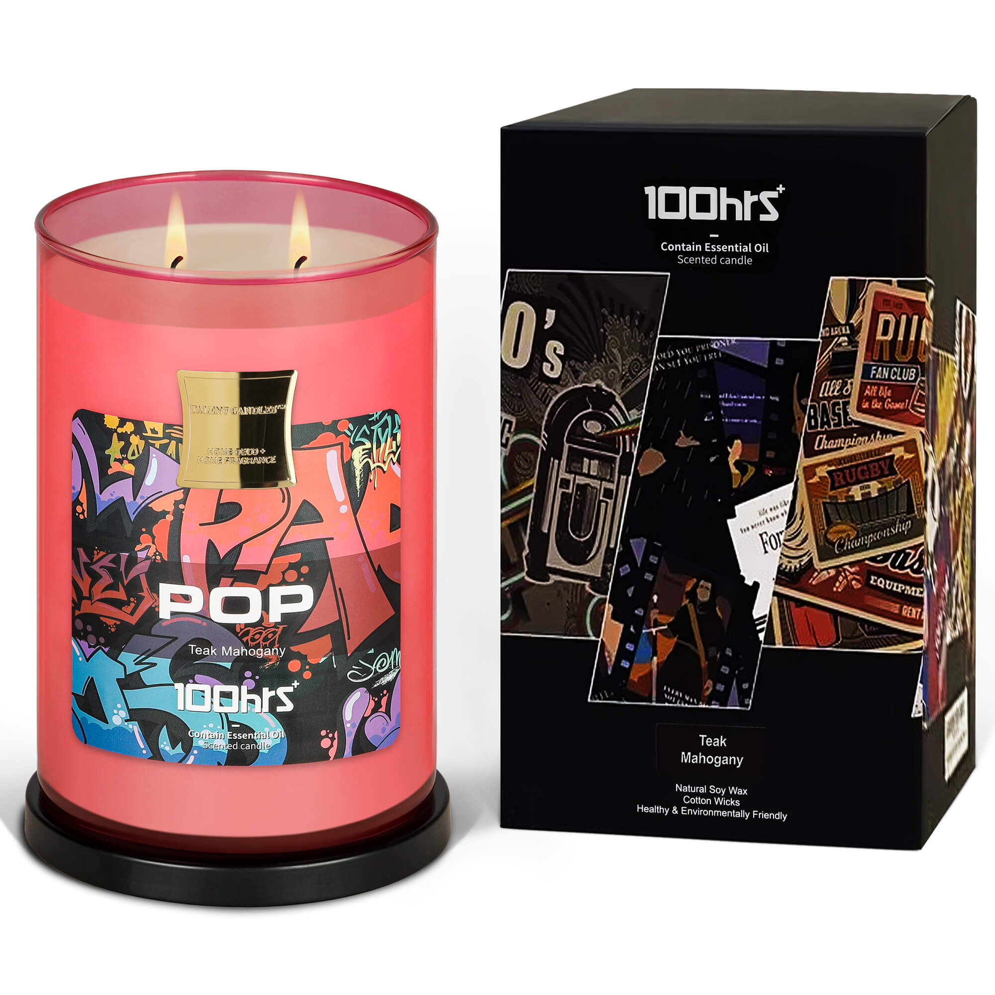 Picture of POP  |100HRS Highly Scented Candle - 26.5oz Longest Burning Time, 2 Cotton Wicks, Embrace 90s Nostalgia with Scents